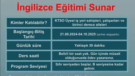 DR.MUHAMMET ALİ CAN'DAN KTSO ÜYELERİ VE AİLELERİNE ÜCRETSİZ İNGİLİZCE EĞİTİMİ